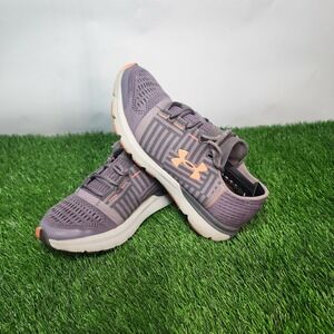 Under Armour Charged Fortis Purple Orange Mesh Running Shoes Sneakers Womens 9